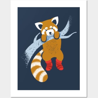 Cute red panda wearing red socks // spot illustration Posters and Art